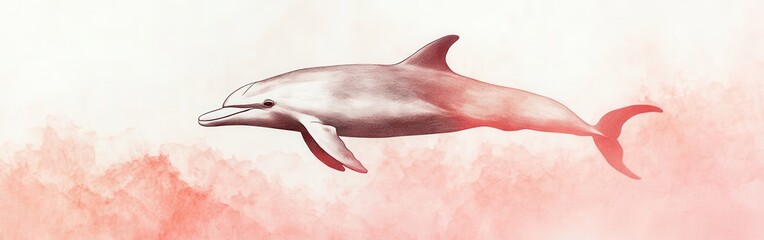 Poster - Elegant dolphin silhouette swimming gracefully in a tranquil ocean at sunset highlighting marine beauty and serenity