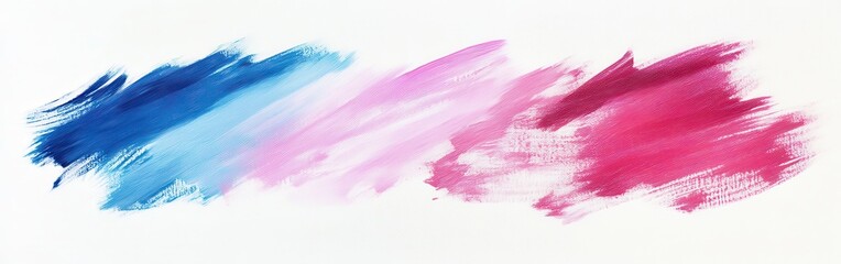 Aufkleber - Vibrant brush strokes of blue, pink, and red on elegant white canvas showcasing artistic expression