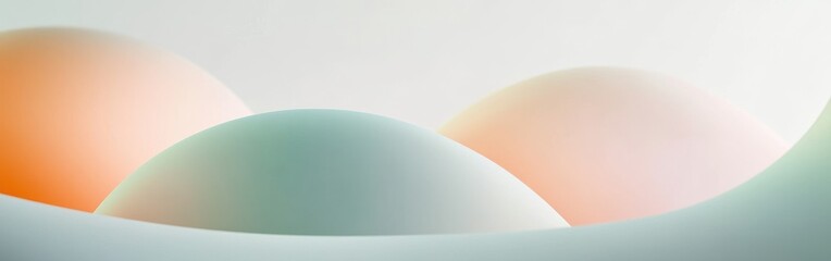 Poster - Elegant pastel peach and mint shapes create a calming abstract composition in soft tones