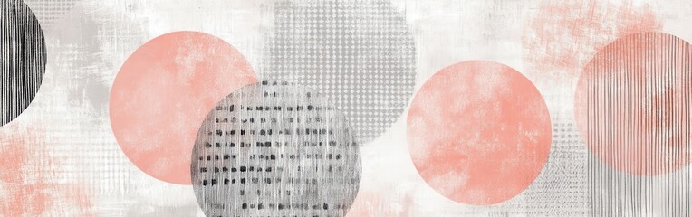 Poster - Elegant pastel coral and gray dashed patterns create a modern abstract design suitable for various decor styles
