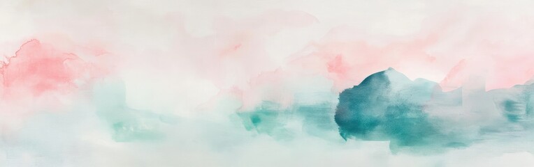 Aufkleber - Ethereal watercolor artwork in soft pastels displaying serene landscapes with gentle hues and dreamy atmospheres