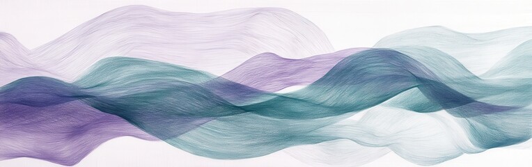 Poster - Abstract pencil strokes create wavy patterns in soft hues, showcasing artistic fluidity and motion in contemporary design