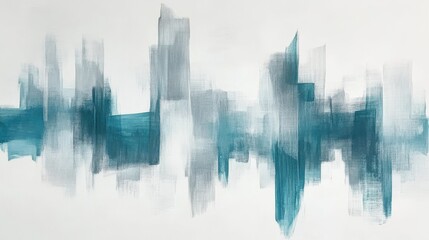 Poster - Exploring abstract orange and teal brush strokes creating dynamic visual rhythm