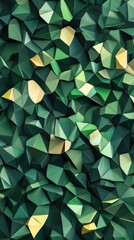 Aufkleber - Intricate low-poly abstract pattern in forest green with hints of light green and yellow shapes