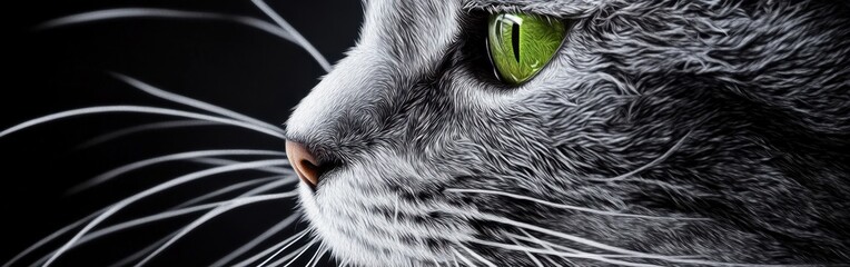 Poster - Close-up view of a cat's whiskers and nose showcasing intricate details and textures