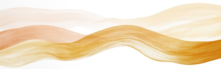 Poster - Elegant and flowing abstract brush strokes in warm tones against a soft white background