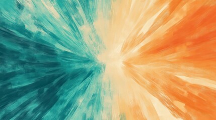 Leinwandbilder - Pencil strokes create a burst of color radiating outward with hues of blue and orange in a dynamic, artistic expression