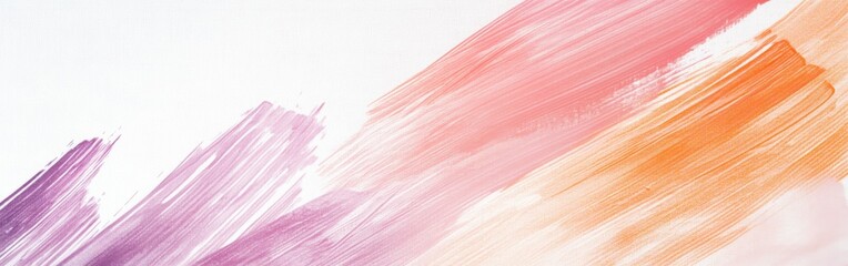 Poster - Delicate strokes of lavender, peach, and coral blend seamlessly on a minimalist white canvas in a serene artistic expression
