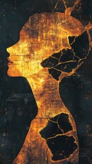 Aufkleber - Surreal representation of a glowing woman enveloped in an aura of light and texture at twilight in an enigmatic environment