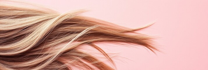Poster - Frayed hair tips with split ends showing details against a soft pink background for text placement. Generative AI