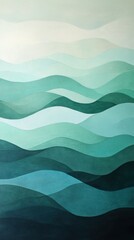Poster - Soothing abstract geometric design featuring calming blue and green waves in a harmonious composition