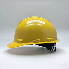 hard hat in a smooth yellow color designed for construction safety and protection in industrial envi