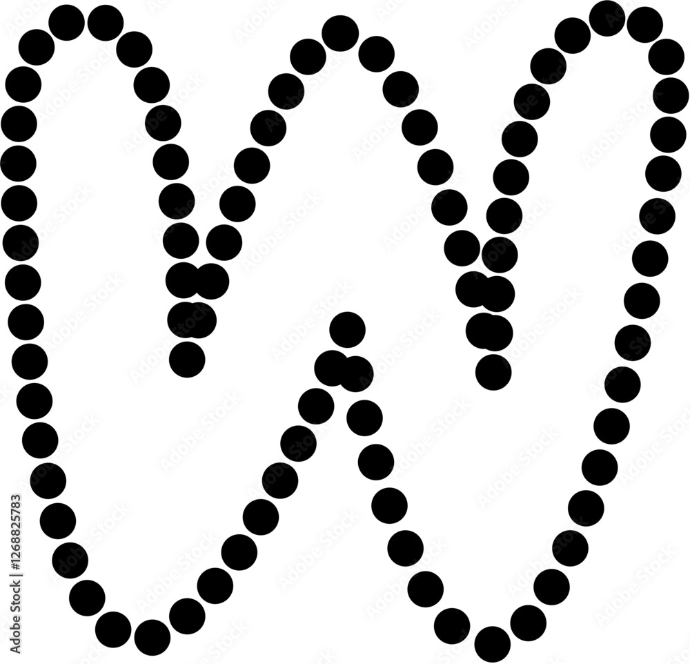 Vector of lowercase letter W in dashed line style. Ideal for kids ...