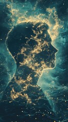 Aufkleber - Mystical profile filled with ethereal light and cosmic energy