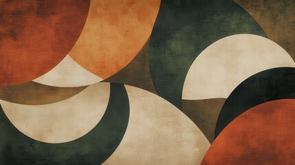 Aufkleber - Layered geometric design featuring warm earth tones and circular patterns creating a harmonious visual experience