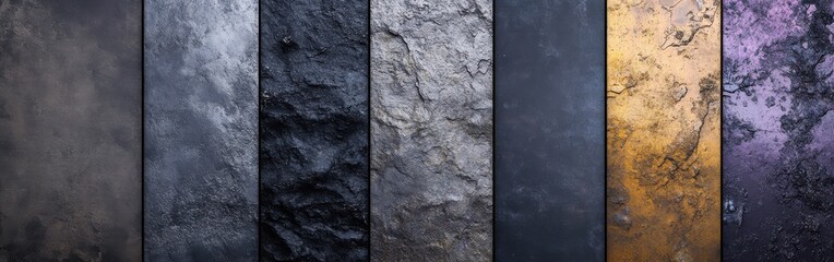Aufkleber - Charcoal metal texture displaying a variety of gritty surfaces in various shades