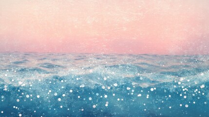 Poster - Calming gradient from aqua blue to soft pink over tranquil water at sunset