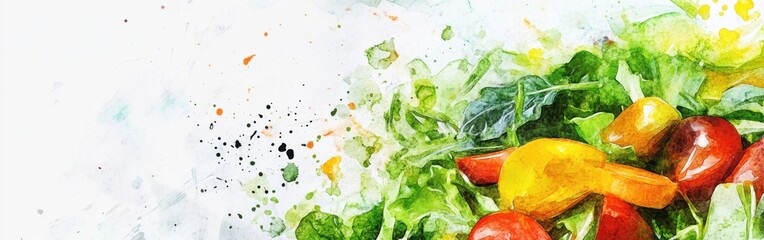 Aufkleber - Vibrant watercolor close-up of fresh vegetables on a textured background showcasing nature's colors