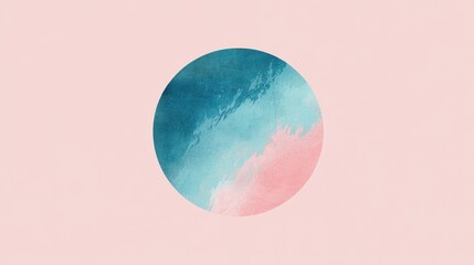 Poster - Soft pencil strokes create an abstract circular design with soothing color transitions on a pastel background