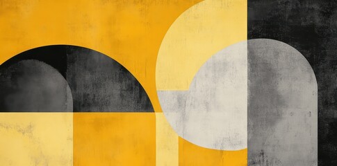 Wall Mural - abstract geometric composition featuring circles squares and contrasting colors