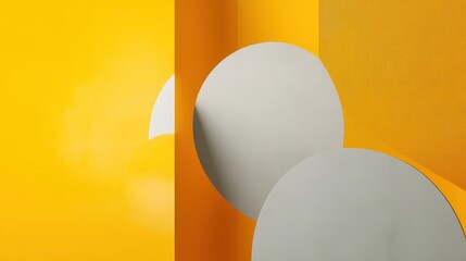 Wall Mural - abstract composition featuring gray circles against a yellow background