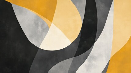 Wall Mural - abstract composition features dynamic interplay of curved geometric shapes