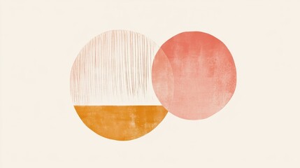 Poster - Minimalist pencil strokes in half-circles create a harmonious blend of colors and textures on a soft background