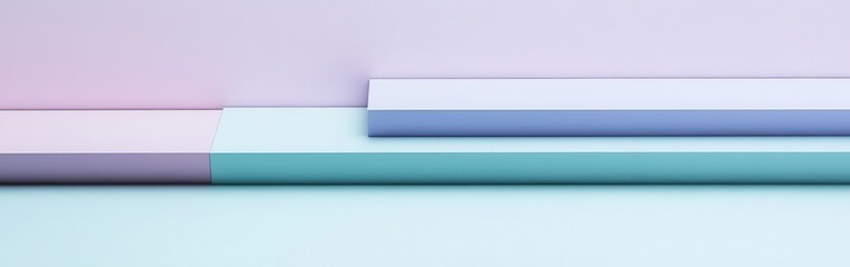 Aufkleber - Horizontal arrangement of minimalist pastel mint and lavender shapes for contemporary design inspiration