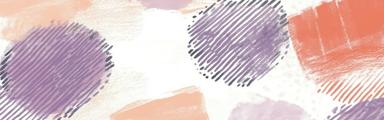 Aufkleber - Minimalist dotted pencil strokes create a calming wash in soft hues of purple, peach, and white for contemporary art enthusiasts