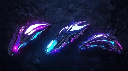 Poster - Exploration of iridescent futuristic abstract forms designed in chrome with vibrant colors and dynamic shapes