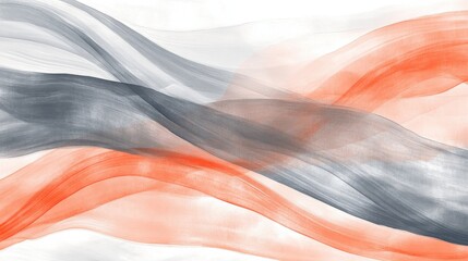 Poster - Elegant translucent strokes of coral and gray gracefully intertwining across a serene background