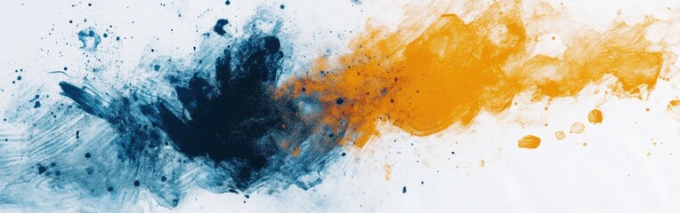 Poster - Elegant blue and orange abstract strokes create a dynamic visual flow across the canvas