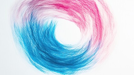Poster - Elegant pencil strokes create a captivating circular transition from blue to pink on a white canvas