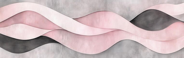 Aufkleber - Flowing abstract pencil strokes create a harmonious wavy composition in soft pastel shades