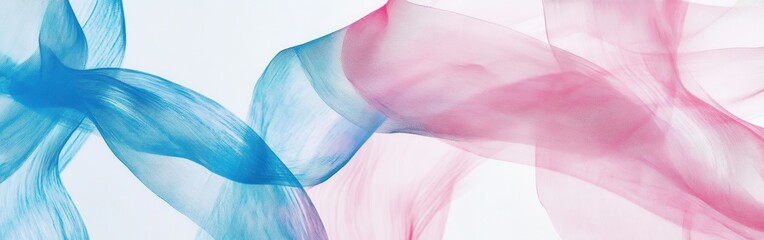 Leinwandbilder - Abstract pencil strokes create vibrant gradient ribbons in blue and pink hues against a light background
