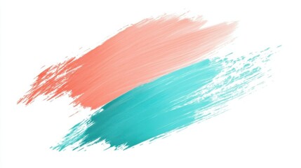 Poster - Abstract design featuring flowing pencil strokes in soft coral and vivid teal colors