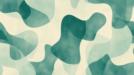Poster - Exploring the fluidity of shapes in a monochrome teal pattern for modern interior design inspiration