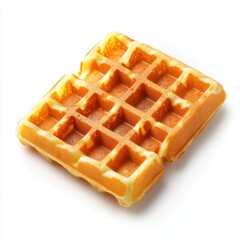 Poster - Golden waffle with deep squares showcasing its texture and warmth on a plain background, ready for toppings
