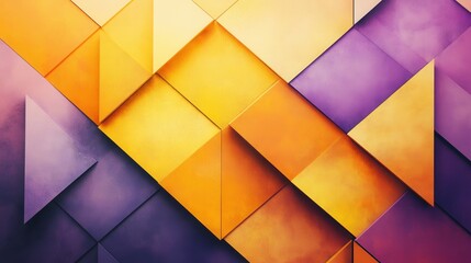 Fototapete - Radiant geometric layout features a vibrant palette of yellow and purple tones for a striking visual impact