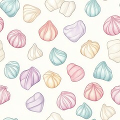 Poster - Soft pastel meringues create a delightful pattern in gentle watercolor doodle art
