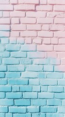 Aufkleber - Gradient brick wall featuring a soft transition from pink to blue colors, creating a visually pleasing background