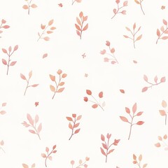 Poster - Gentle watercolor doodle design featuring soft leaves and flowers, perfect for a serene decor