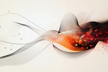 Aufkleber - colorful, abstract design with a red and orange swirl. The design is made up of lines and dots, and it is a representation of a wave or a musical note. Scene is energetic and dynamic