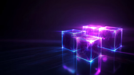 Aufkleber - captivating digital abstract composition featuring glowing cubes in vibrant colors, creating mesmerizing visual effect. interplay of light and shadow adds depth and intrigue