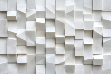 Aufkleber -  white background with a white wall made of white tiles. The tiles are arranged in a way that creates a pattern of squares and rectangles. Scene is clean and simple