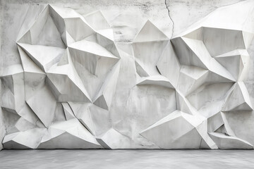 Aufkleber - white wall with a lot of sharp angles and lines. The wall appears to be made of concrete and has a very modern and industrial look to it. Scene is one of strength and solidity