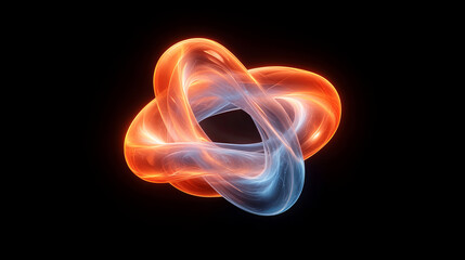 Poster - high contrast artistic interpretation of swirling orange and blue shapes, creating dynamic and captivating visual effect. fluid motion evokes sense of energy and creativity