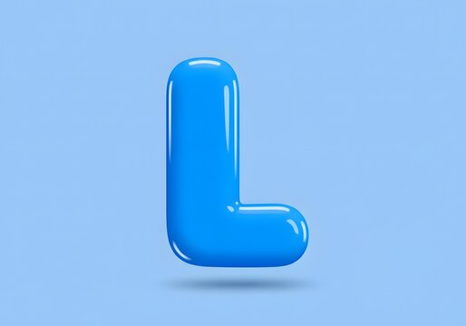 Isolated Blue Letter L Floating on a Soft Blue Background