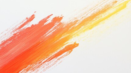 Aufkleber - Bold strokes of orange and yellow create a vibrant abstract design on a white minimalist background