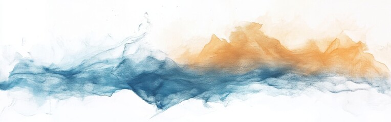 Poster - Soft pencil strokes create a serene wash of semi-transparent hues depicting a tranquil landscape at dusk